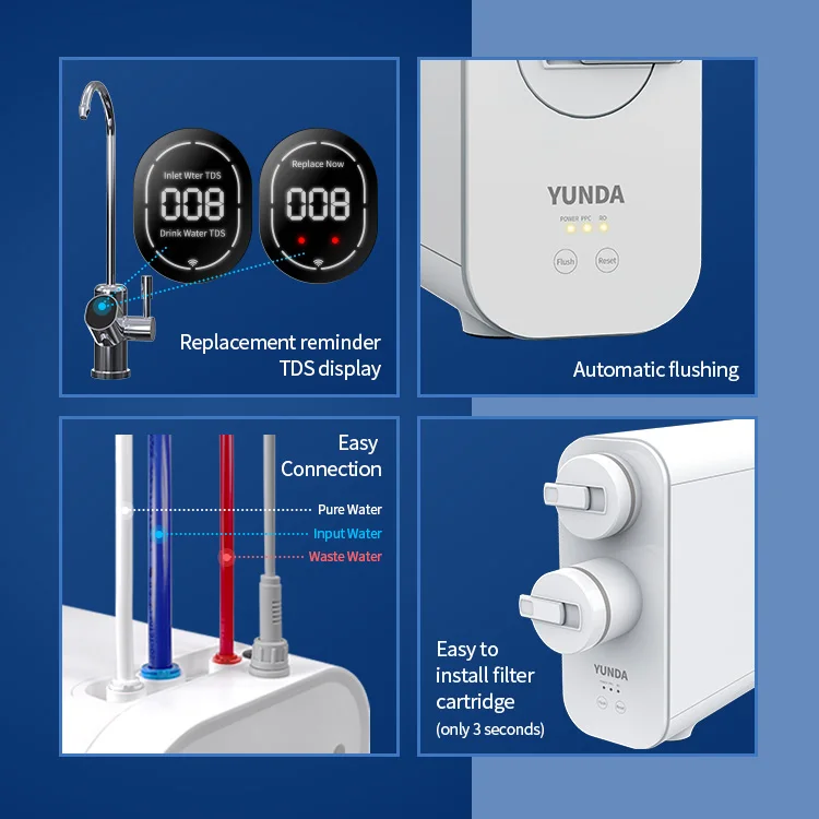 Uso domestico carbone attivo con guscio di cocco certificato NSF e membrana RO ad alto effetto di filtrazione ro water system ro depuratore d'acqua