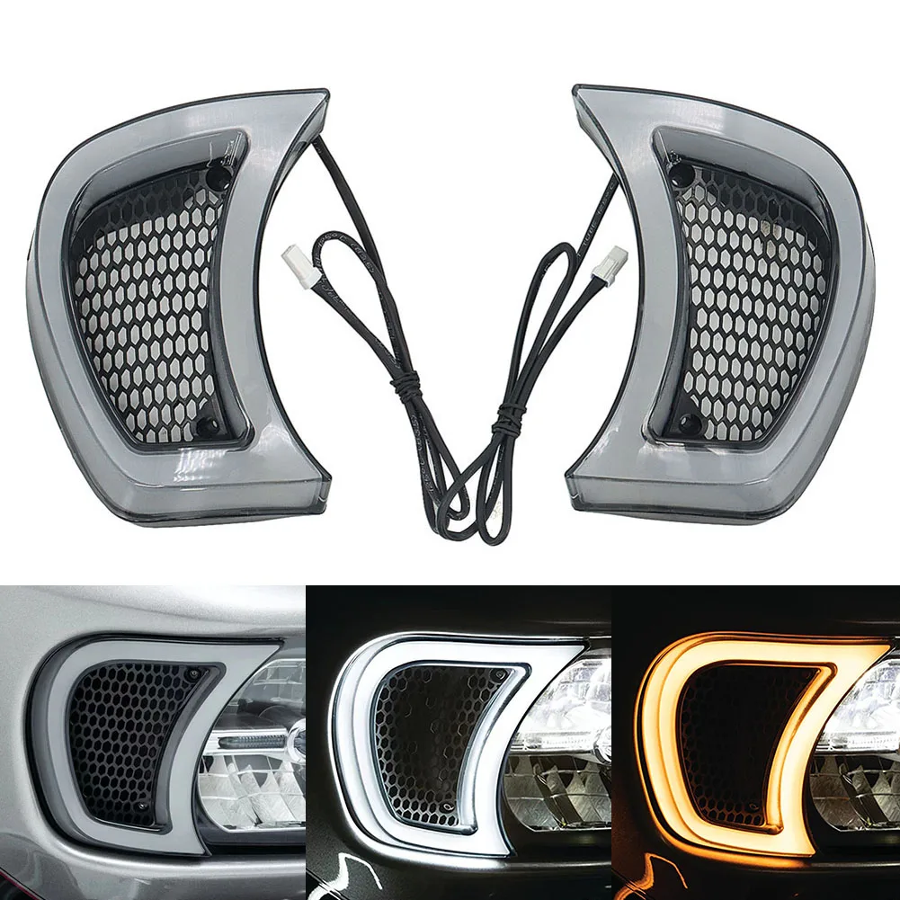 Motorcycle Tracer Headlight Vent Accent LED Indicator Lights For Harley Road Glide 2015 2016 2017 2018 2019 2020 2021 2022 2023