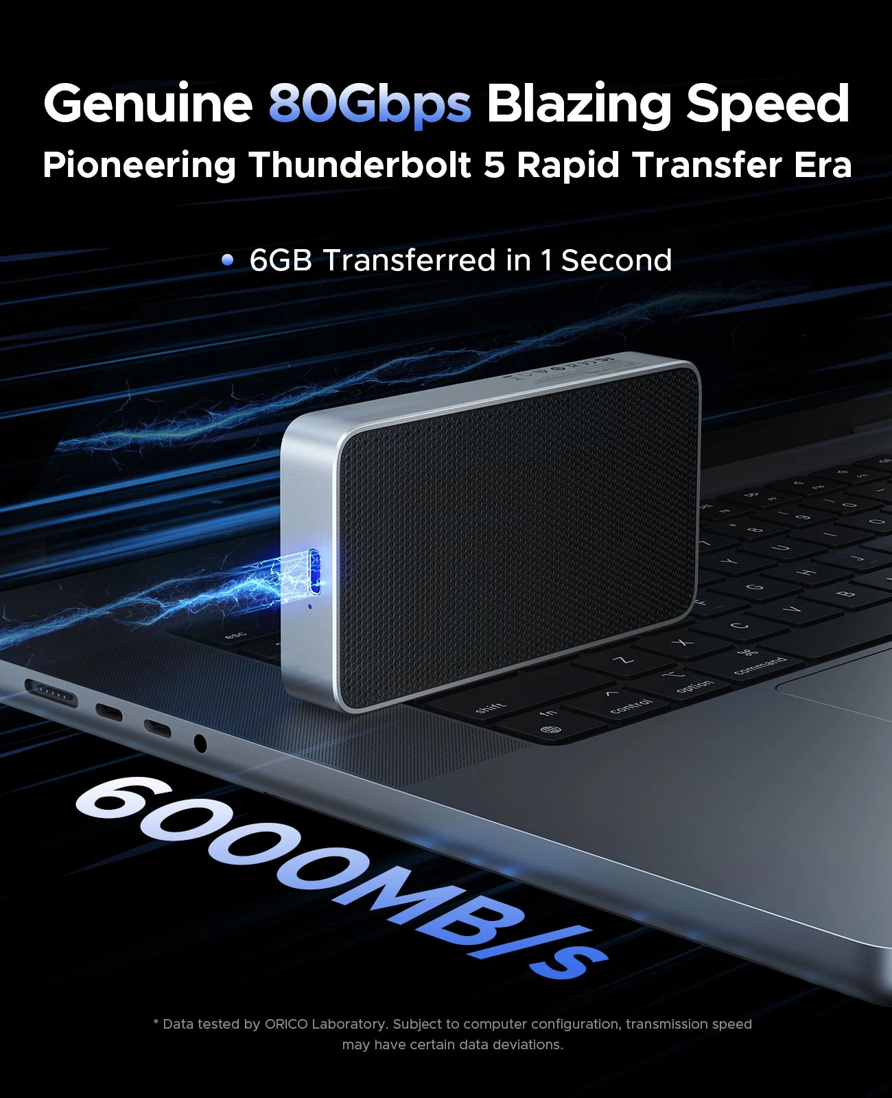 Macbook용 80Gbps USB4 M.2 NVMe용 팬 냉각 JHL9480 칩이 포함된 ORICO 80Gbps Thunderbolt 5 호환 SSD 인클로저