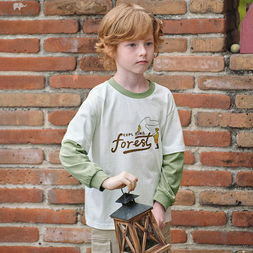 

Dave Bella Boys Long Sleeve T-Shirt Kids Printed Autumn Spring T-shirt Tops Baby Cotton Casual Outdoor Clothes DK3253408