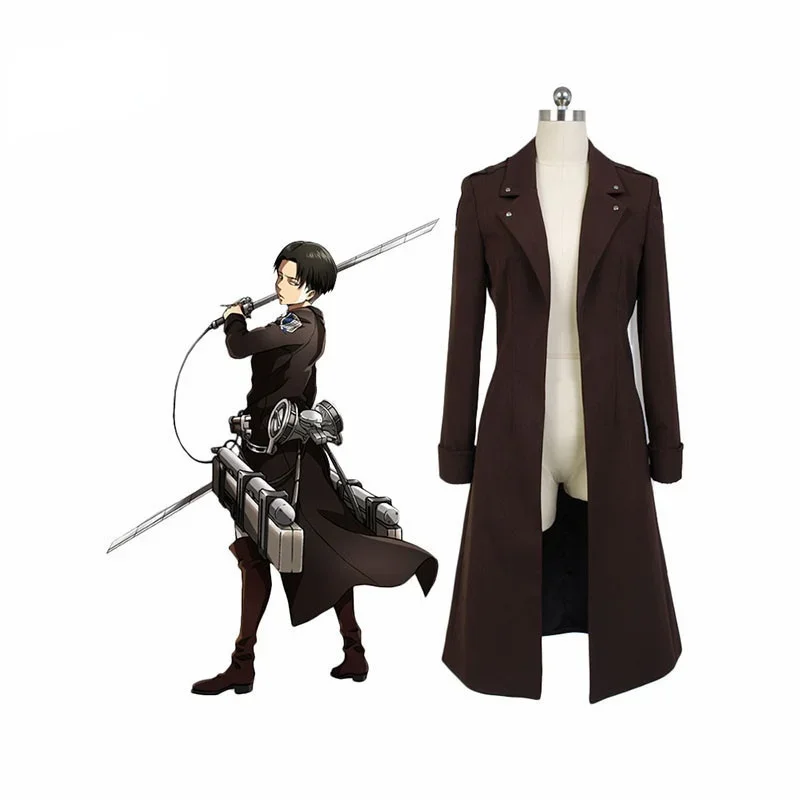 Japanese AnimeAttack on Titan Cosplay Costume Shingeki No Kyojin Eren Jaeger Rivaille Long Coat  Halloween Costume