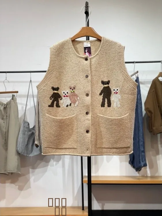 

Свободный вязаный жилет-кардиган унисекс больших размеров 300 Pou Design Sensation: стройнящий эффект, осенне-зимняя верхняя одежда для активного отдыха