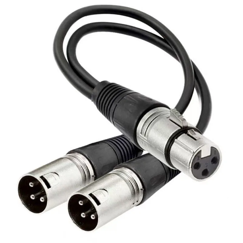XLR Splitter Cable 3 Pin Female to Dual Male Y Adapter 30cm 1FT Microphone Audio Signal Splitter for Studio Recording Equipment