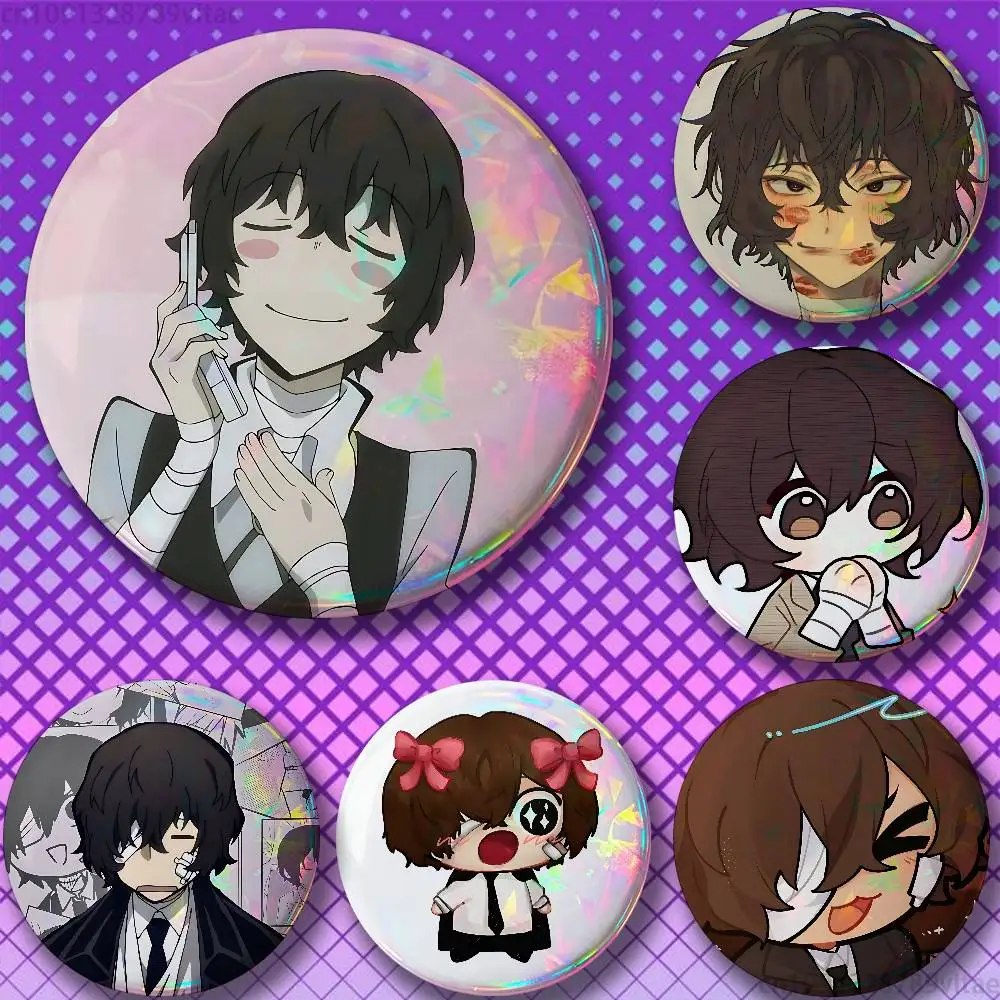 Cartoon Character Dazai O-Osamu 58mm Badge Brooches on Backpack Clothes Handmade Round Enamel Pins for Jewelry