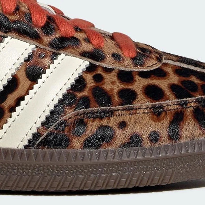Adidas Originals Women Low Top Skate Shoes JI2734 Leopard Print Faux Horsehair Lace Up Rubber Outsole Casual Sneakers