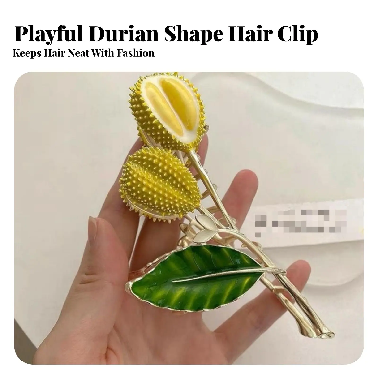 ドリアン-ヘアグリップ-楽しく遊び心のあるドリアン-ヘアグリップ-フルーツ型グリップグリップ-強力なホールド力-シックなアクセサリー-長持ちする女性用グリップグリップ