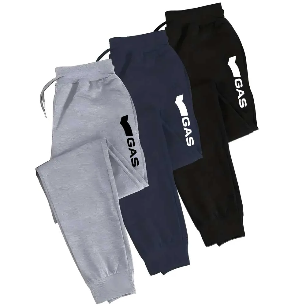 

Men'S Casual "GAS" Print Joggers Elastic Waistband with Loose Fit for Outdoor & Sporty Style