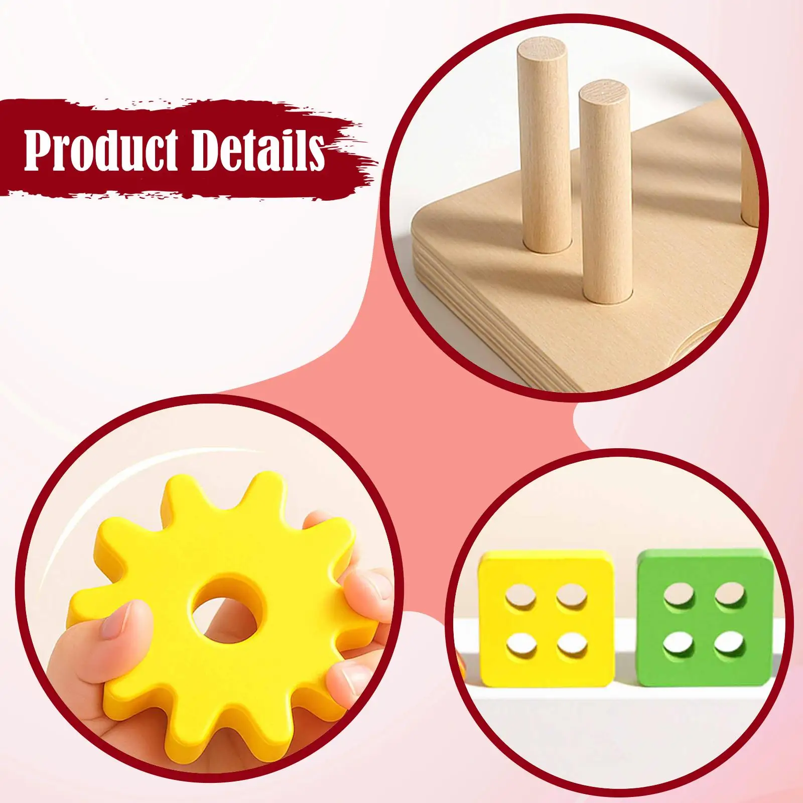 Wooden Sorting Stacking Toy Sensory Stocking Stuffers Color Recognition Creative Learning Puzzles for Girls Boys Toddlers