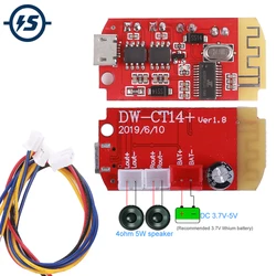 Bluetooth-Compatible 5.0 Stereo 5VF 5W+5W Mini Power Amplifier Sound Board DW-CT14 with Charging Port for Refitting Idle Box