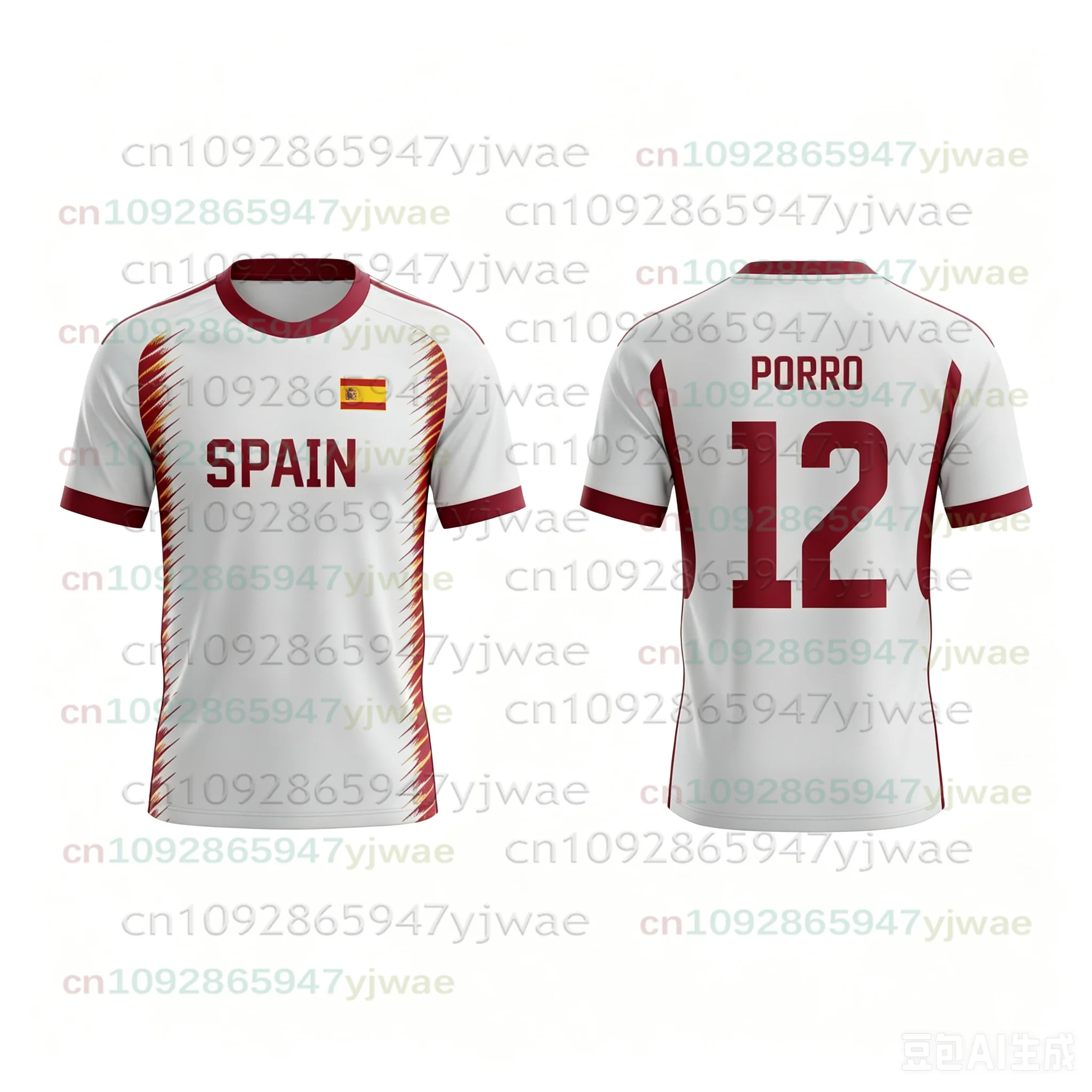 2026 Fußball-Trikot für Erwachsene/Kinder Spanische Sonderausgabe Fußballtrikot Yamal/Cucurella/Pedri/Gavi/Rodri # 19/24/20/9/16 Weißes T-Shirt – Detail 5