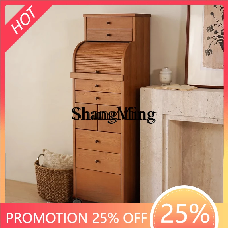 

CL simple modern small apartment bedroom jewelry storage cabinet cherry wood living room wall mobile locker