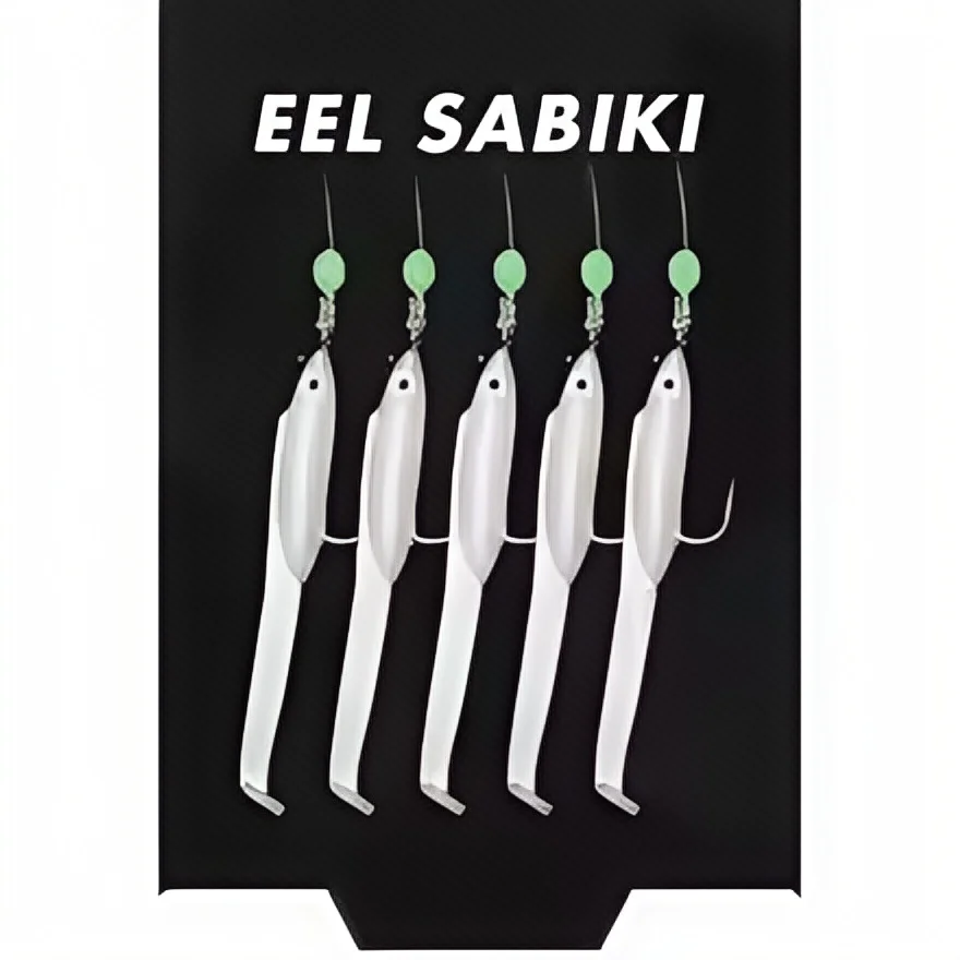 Luminous Fishing Bait Rigs with Glow Beads & High Carbon Hooks - Eel Flasher Lures, Fish Skin Rigs 1 Pack