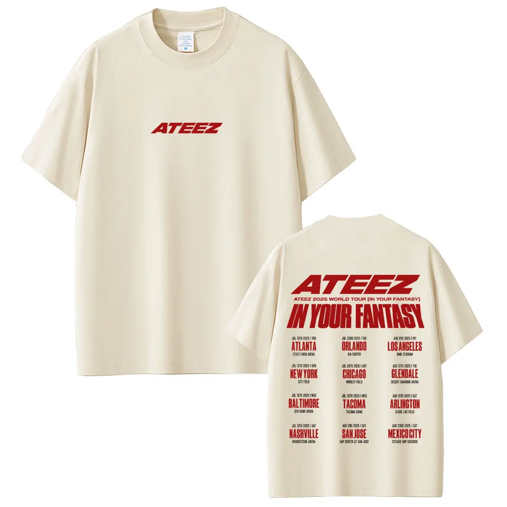 Korean Band ATEEZ in Your Fantasy 2025 World Tour Logo Merch T-shirt Men Women Kpop Fashion Trend T Shirts Casual Oversized Tees