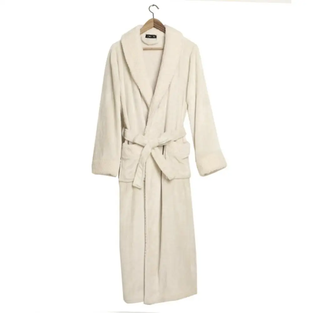 Women Flannel Bathrobe Winter Warm Casual Robe Sleepwear Long Sleeve Plush Shawl Male Bath Robe Lounge Nightgown Home Clothes