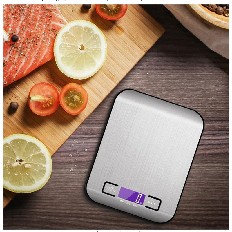 10KG Kitchen Scales Stainless Steel Weighing For Food Diet Postal Balance Measuring LCD Precision Electronic