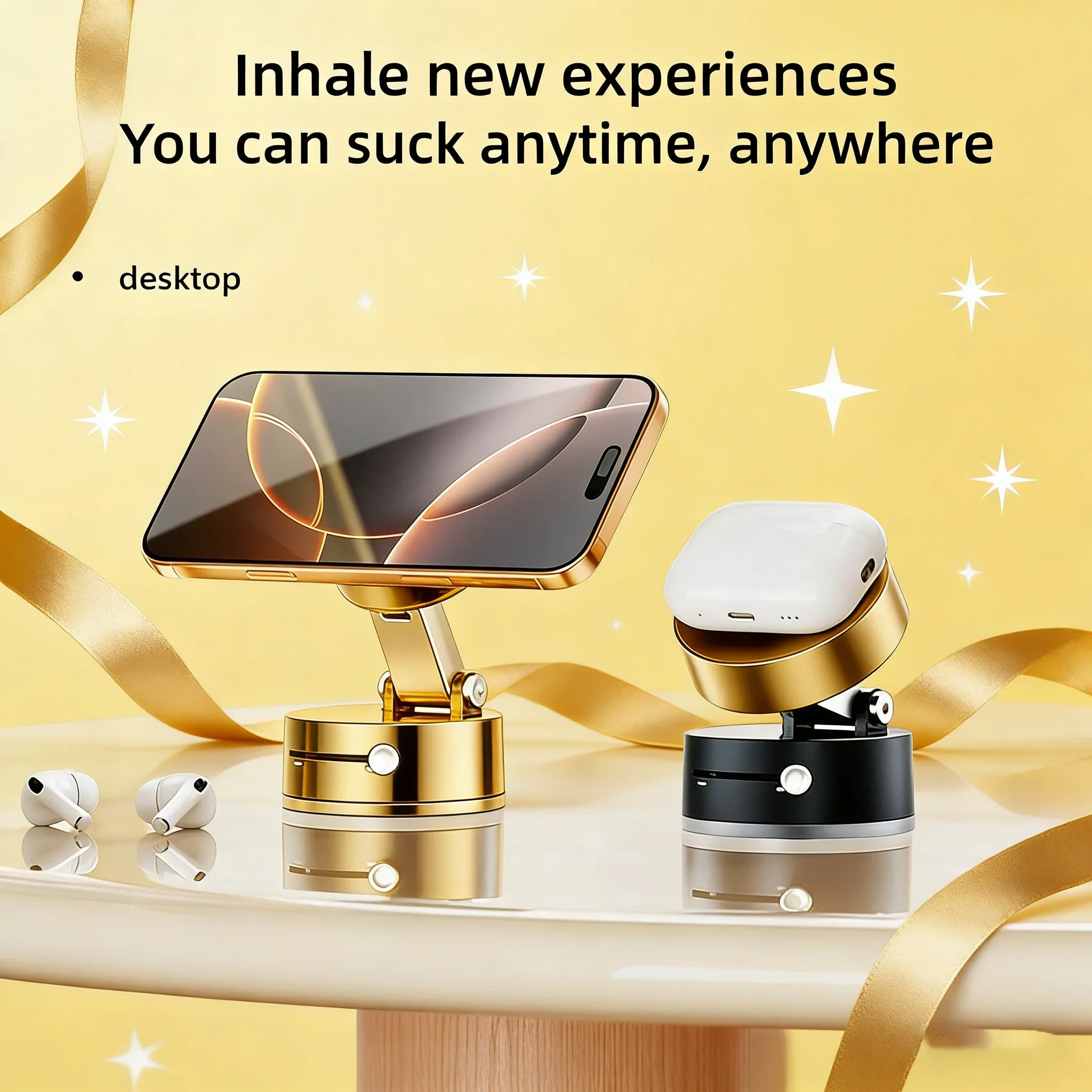 

Hands-Free Vacuum Magnetic Phone Mount: Adjustable Suction Cup for Party/Car/Gym/Mirror, Secure Hold on Smooth Surfaces