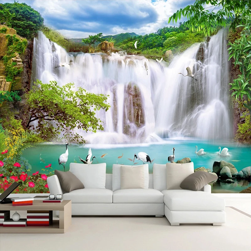 Custom Size 3D Photo Wallpaper Waterfall Landscape Wall Painting Large Mural Study Living Room Background Wall Papers Home Decor