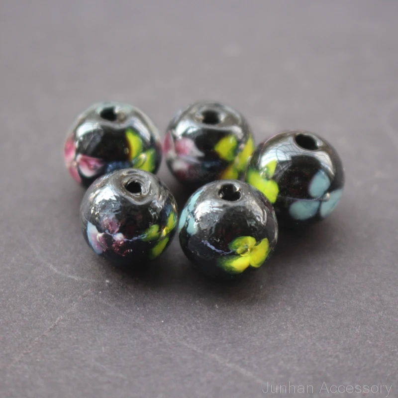 10Pcs 12mm Handmade Glass lampwork beads 3 mix Flower Beads multi- Color  for jewelry making Wholesale and Retail