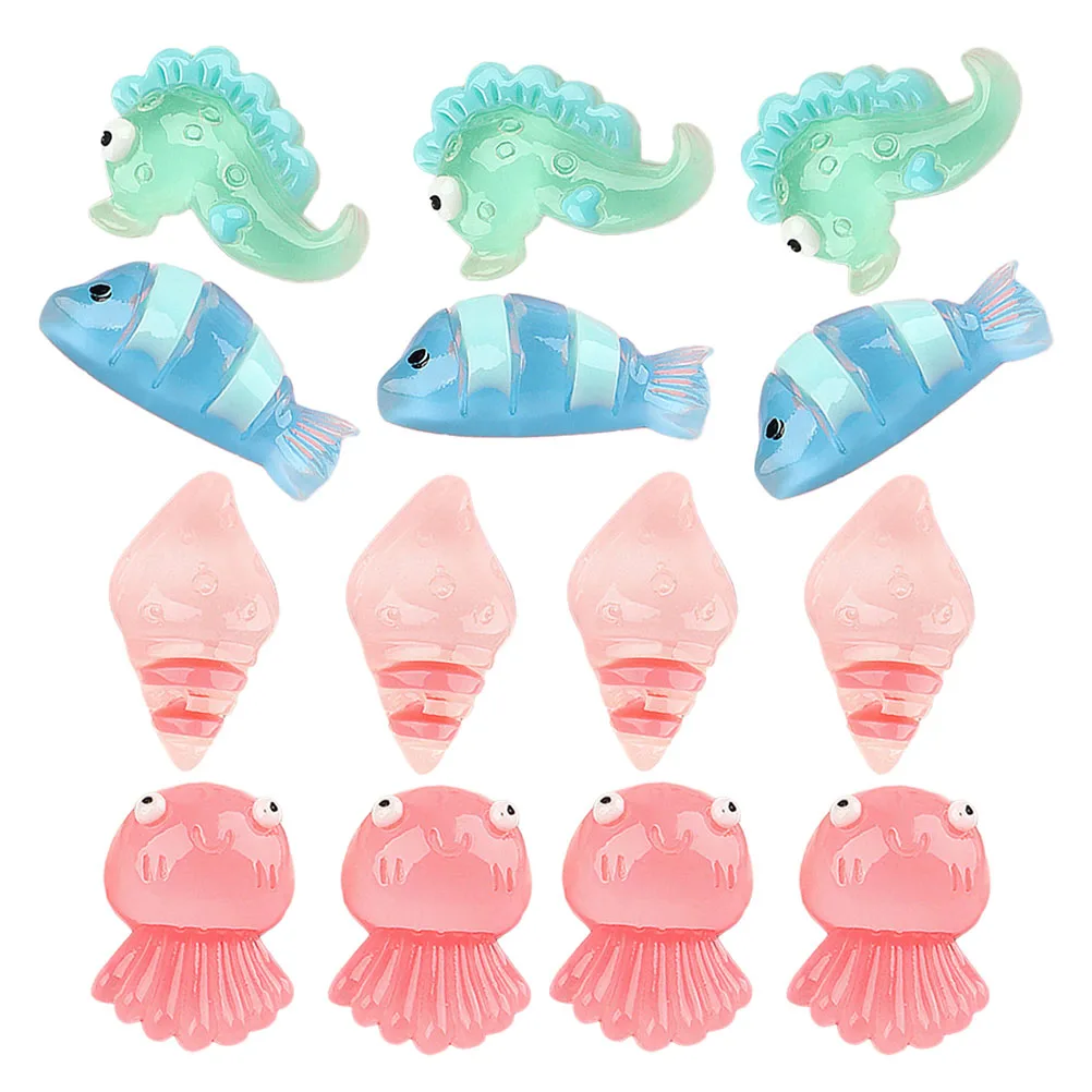 

20pcs Marine Life Ornaments Realistic Resin Mini Figurines Glow in Decorations Sea Animal Accessories