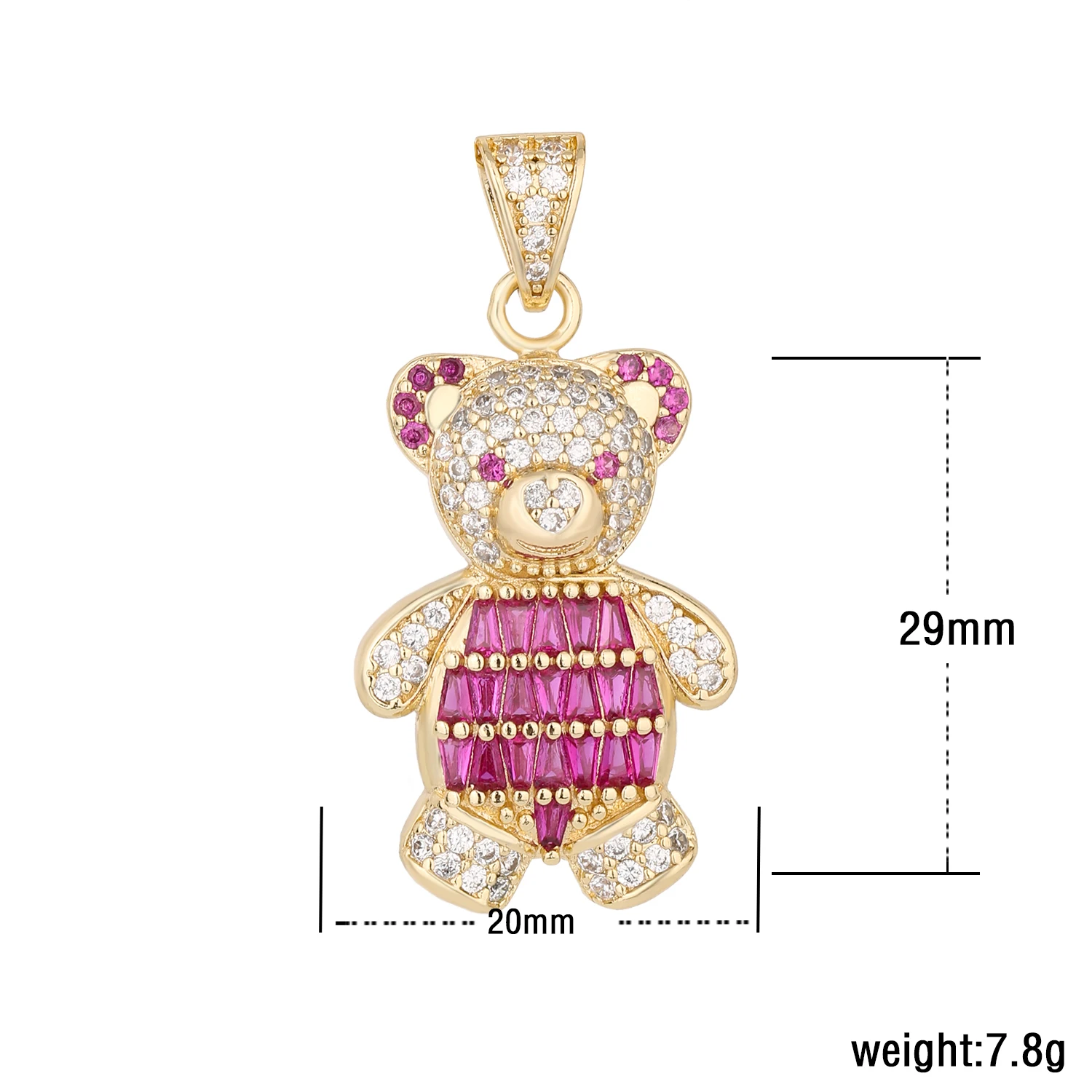 Red-eyed Teddy Bear Pendant Four Colors Length 29mm Width 20mm Weight 7.8g Cute Girl Pendant