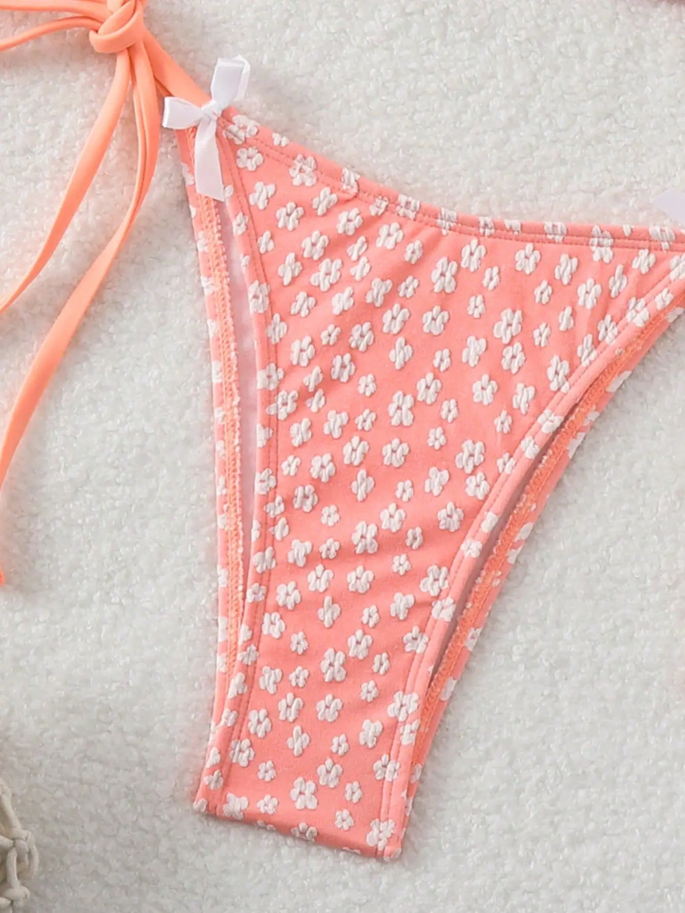 Różowy dwuczęściowy strój kąpielowy z kwiatowym nadrukiem dla kobiet 2025 Bow Halter Push Up Bikini Set Suspender Backless Beach Vacation Swimwear