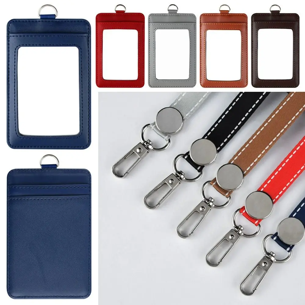 Office Supplies With Lanyard Three Card Position Card Badge Holder Card Bag Key Chain ID Lanyard Name Tag