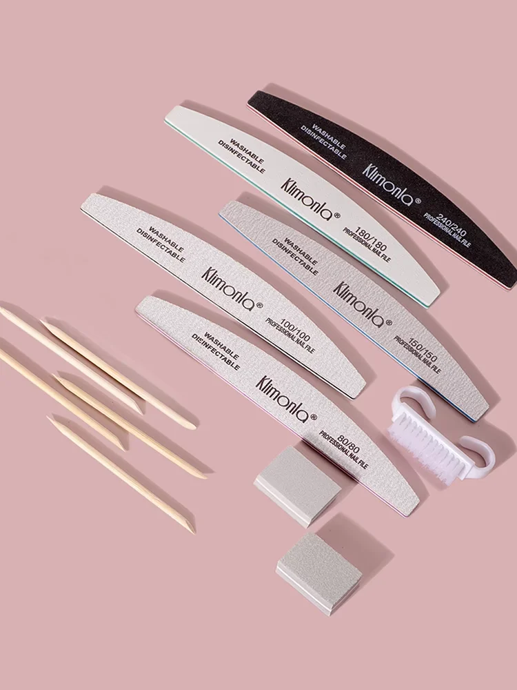 

13/14PCS Professional Nail Files 100 180 240 EVA Half Moon Thick Nail files Sponge Polishing Block Manicure Salon Tools