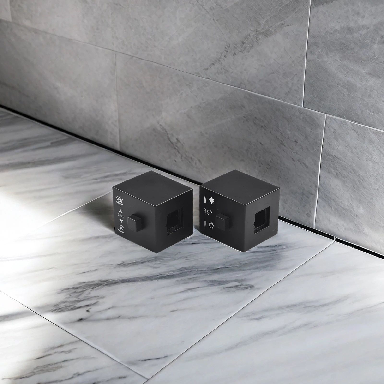 

Black Shower Temperature Control Handle Knob ABS Plastic Construction Sleek Design Easy Installation Complete Accessories