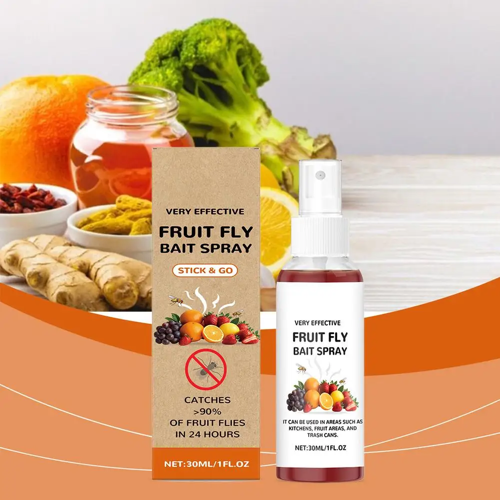 30ml Kitchen Fruit Fly Spray For Gnats Natural Solution Long-Lasting Attractant Traps For Countertop Sink Spray For Fruit F Q9R2