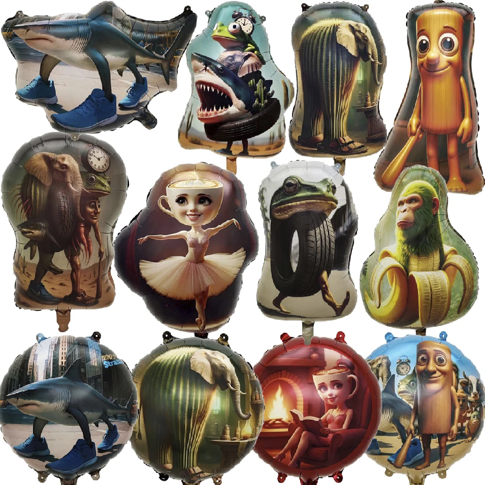 

Italian Brainrot Balloons Tun Tun Tung Sahur Figures Birthday Decorations Party Favors Foil Helium Balloons Baby Shower Gift Toy