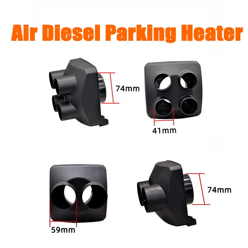 Black 75mm 1-Outlet to 42mm 4-Outlet Exhaust Pipe Connector Cover Fit Auto Air Diesel Parking Heater Truck Boat