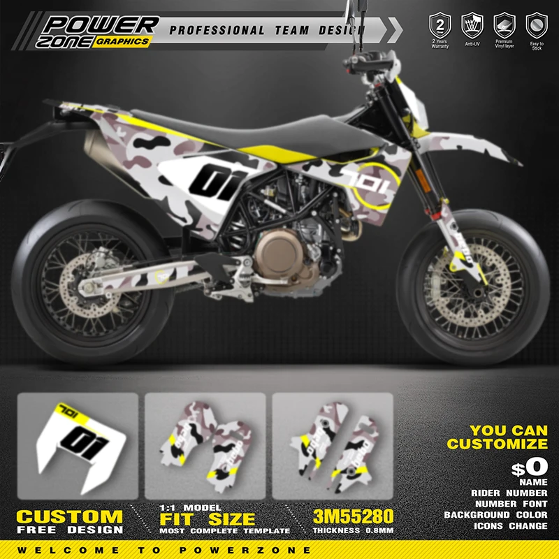 

PowerZone Custom Team Graphics Decals Stickers Kit For Husqvarna Decal 15-20 701 SUPERMOTO ENDURO 2015-2017 2018 2019 2020 013