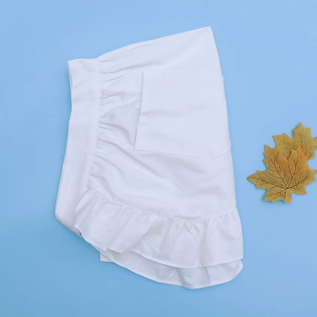 

European Half For Women Pure White Cotton Domestic Maid Apron Adjustable Waist Tie Machine Washable Half Length Apron For Cafe