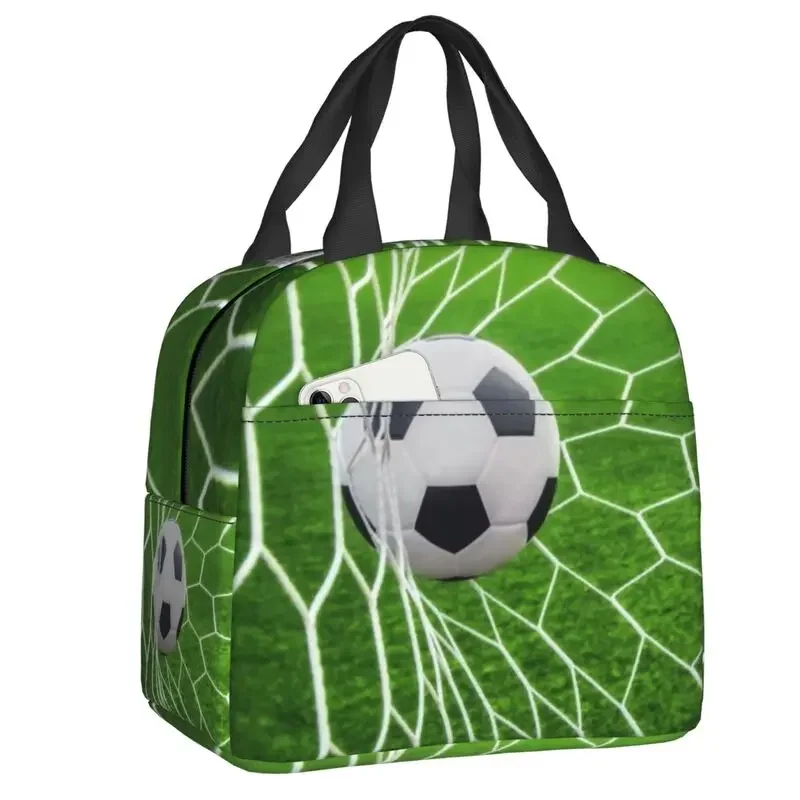 Soccer Goal Insulated Lunch Bag Football Sport Waterproof Cooler Thermal Lunch Box For Women Children Food Container Tote Bags