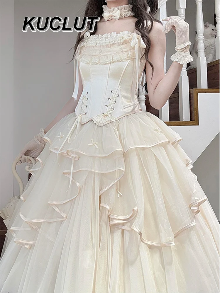 طقم نسائي مكون من قطعتين فستان سهرة لوليتا 2025 جديد راقي لحفلات الطلاب طقم بلوزات وتنورة على طراز الأميرة