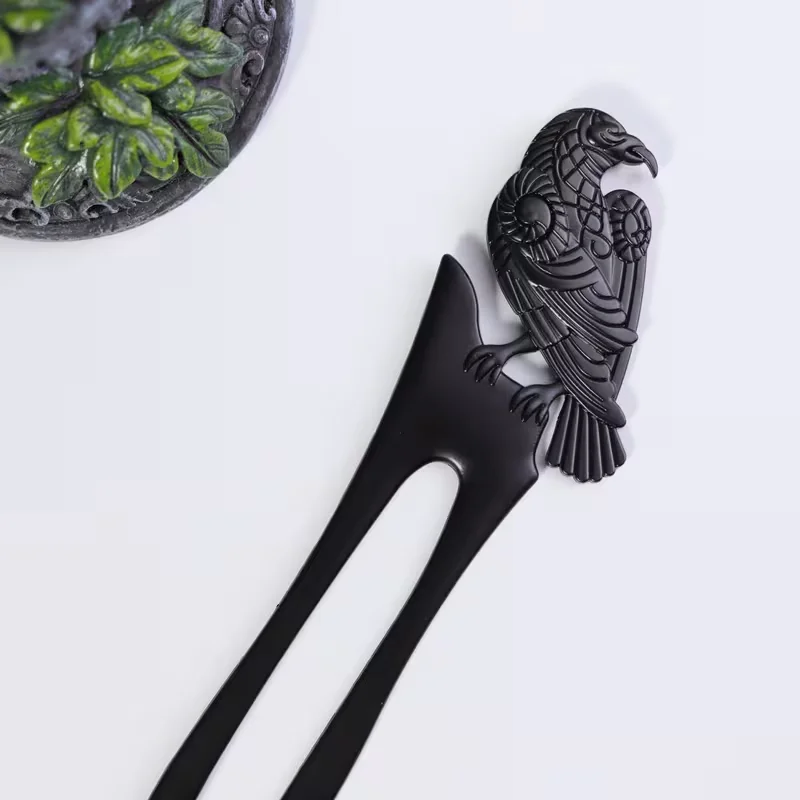 1 vintage hairpin (with Viking Raven decoration) hairpin, punk-style headpiece, a festive gift, hair accessory item view 6