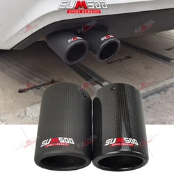 1PCS  SUMSOO carbon fiber Car Exhaust Muffler tail tip Cover for VW series Tfor iguan PASSAT Golf POLO BORA Audi A4L Q5 BMW 328i