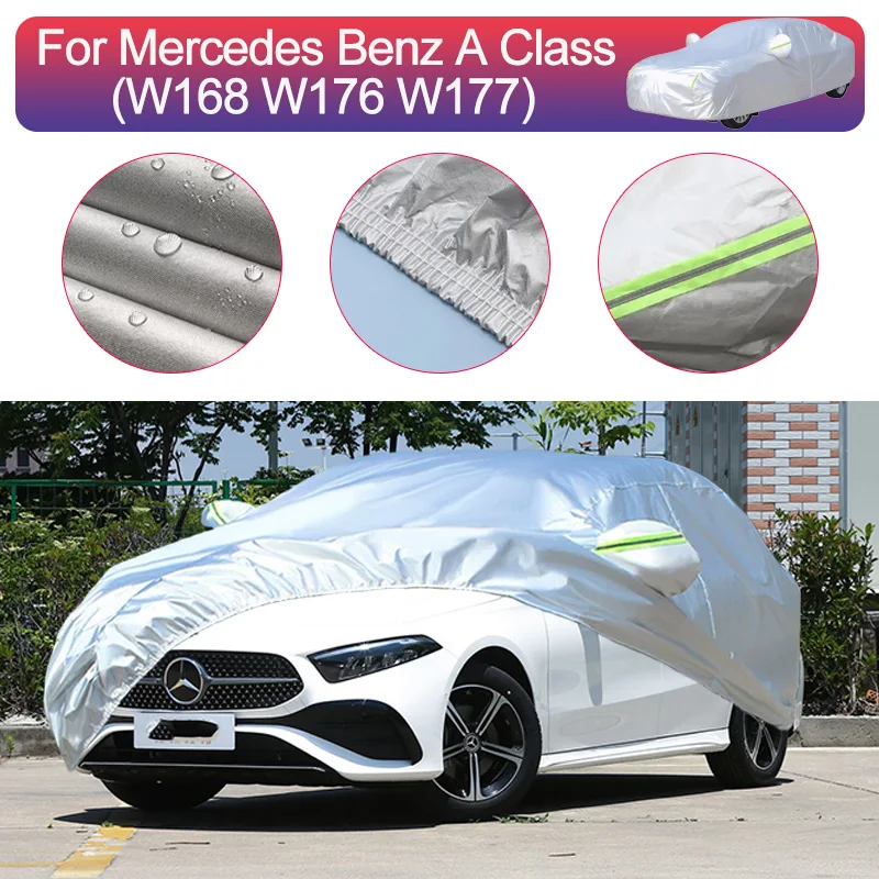 

Для Mercedes Benz A Class, уличная защита, полный автомобильный чехол, снежный чехол, солнцезащитный козырек, водонепроницаемый, пылезащитный, внешние автомобильные аксессуары