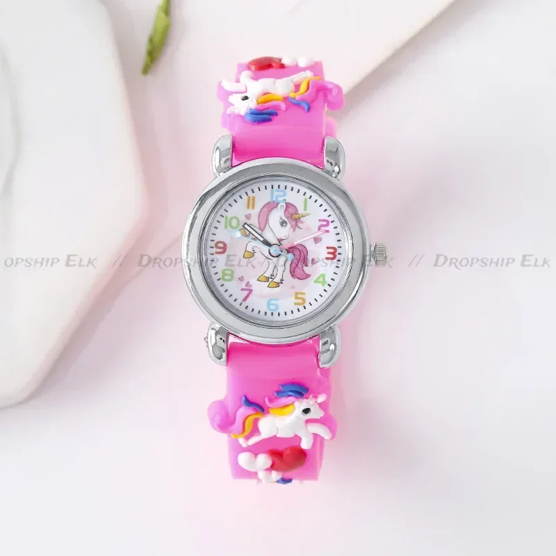 Nuovi orologi per bambini Orologi da cartone animato Orologio da polso al quarzo in silicone rosa Regalo di compleanno Orologio al quarzo Orologi per bambini Orologio da ragazza per ragazzi