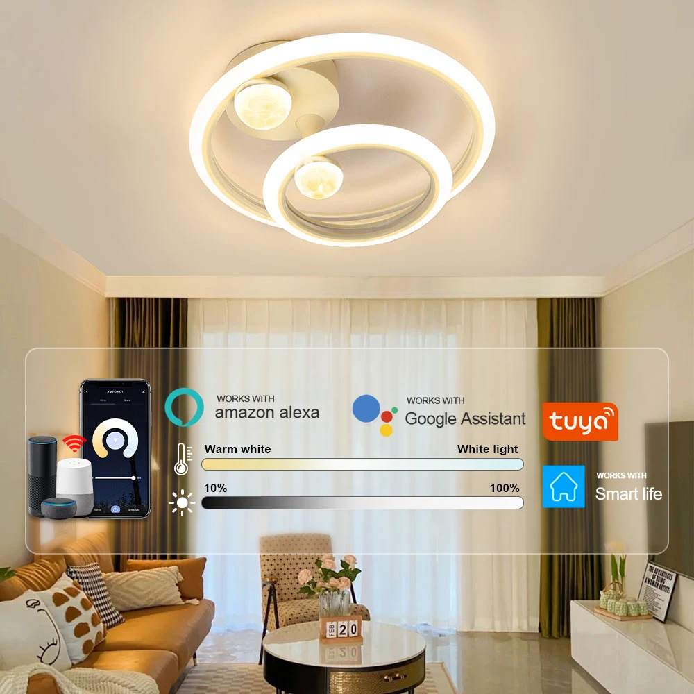 Smart Tuya Led Ceiling Lamp APP Remote Control Voice Control Alexa Dimmable  Light for Living Room Bedroom Lighting Wall Lights