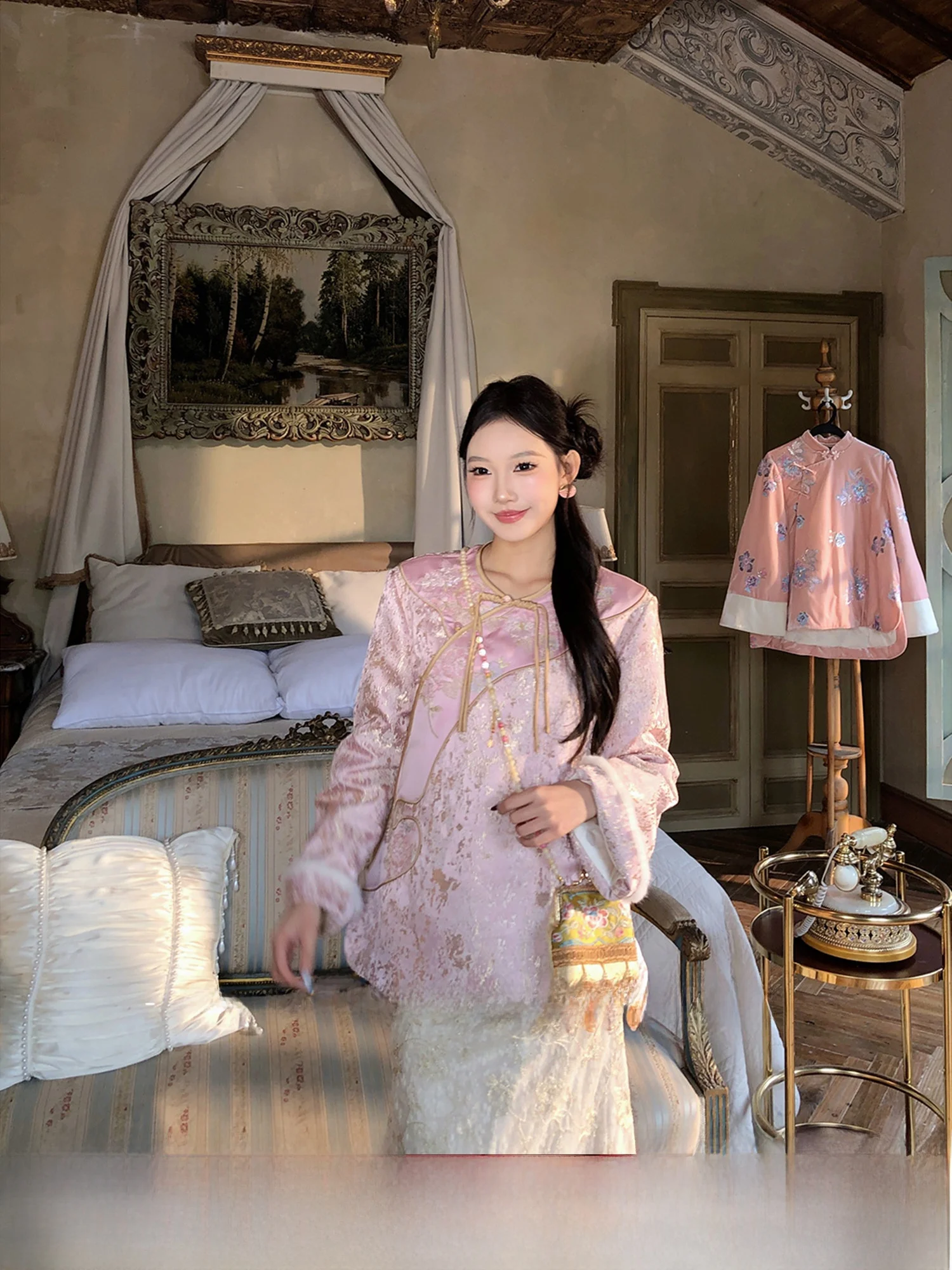 

Модная зимняя куртка-пуховик из Китая, новинка, универсальная, теплая, длинная, с цветочным узором