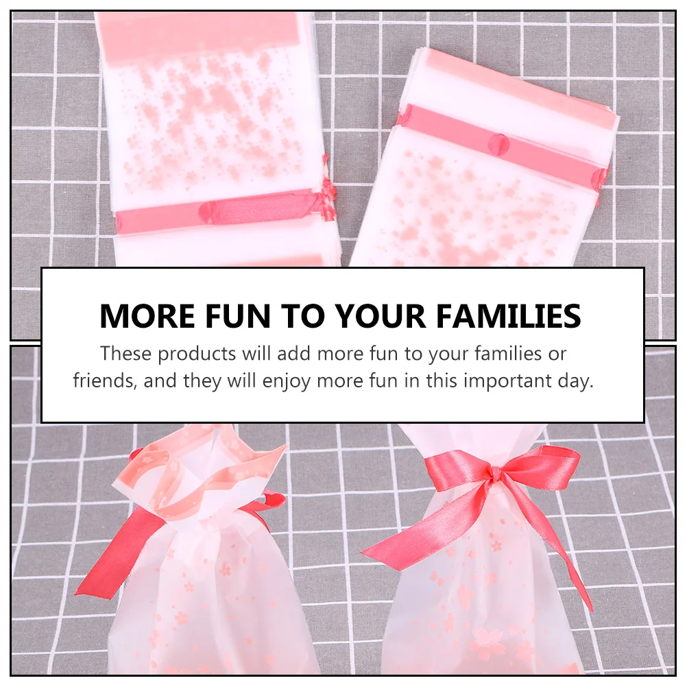 

25Pcs Cherry Blossom Pattern Candy Bags Pink Drawstring Gift Packing Containers for Wedding Bridal Shower Engagement Party