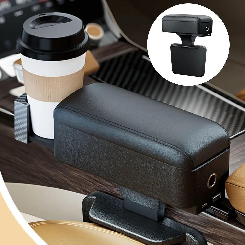 

Car Armrest with Dual USB TypeC Ports Adjustable Cup Holder and Center Console Storage Box for Vehicle Interior