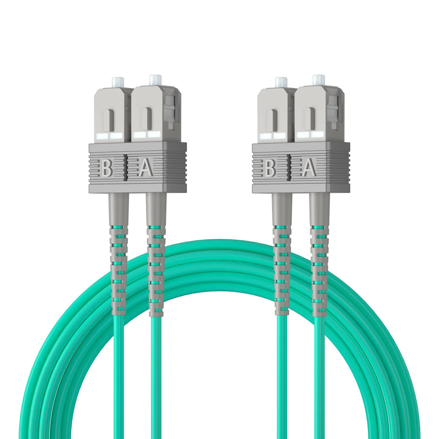 

SC to SC OM3 Fiber Patch Cable 10Gb/Gigabit Multi-Mode Jumper Duplex 50/125μm LSZH Fiber Optic Cord for SFP Transceiver, Aqua