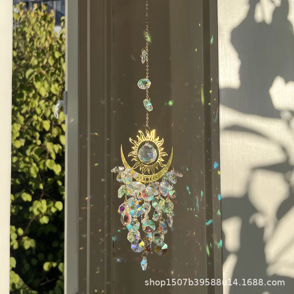

ZML jewelry sun moon crystal wind chime ornament outdoor pendant