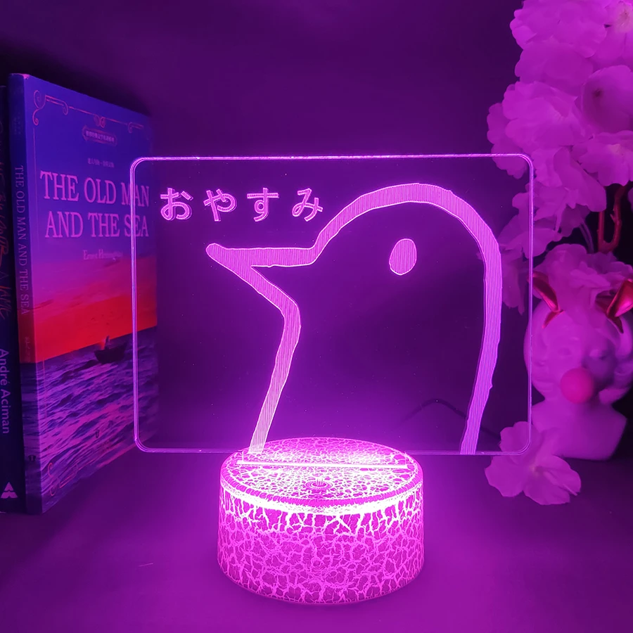 Oyasumi punpun Characters Duck 3d Illusion Nightlight Good Night Punpun Manga Lamp for Kids Bedroom Decoration New Year Gift