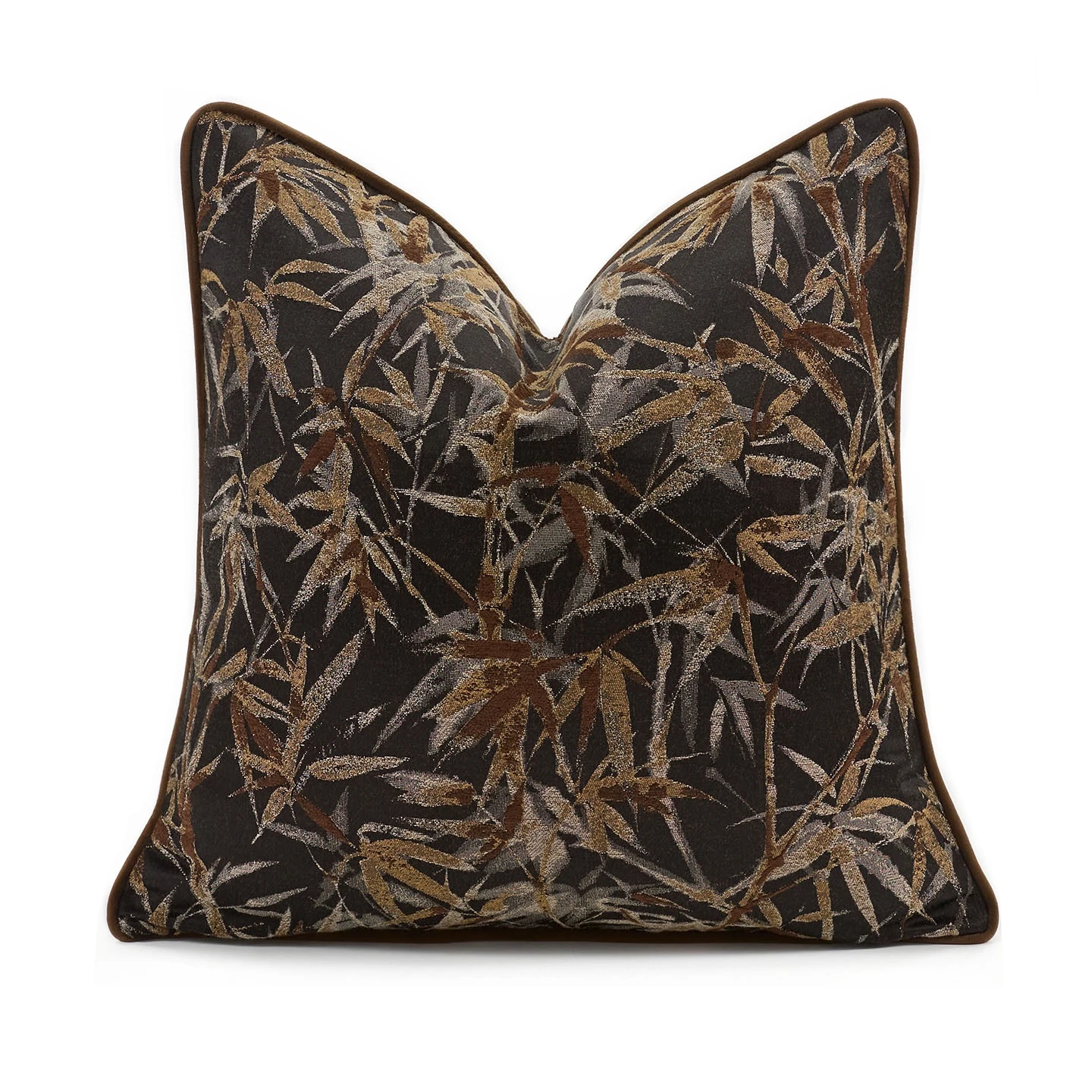 Luxurious Chinese Style Black Brown Bamboo Woven Sofa Pillow Case Hotel Living Room Decoration 1 Piece pack