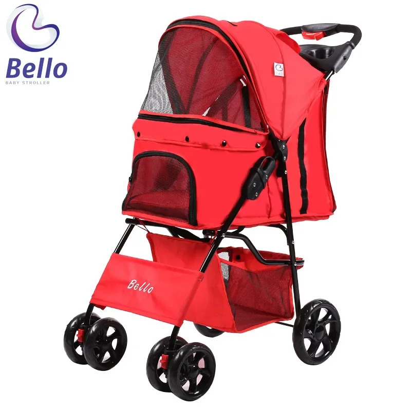 Imagem -04 - Carrinho de Estimação Dobrável de Quatro Rodas Carrinho Oxford Pet Carrier com Capa de Chuva Tendo Cores Solução Conveniente para Viagem 15kg