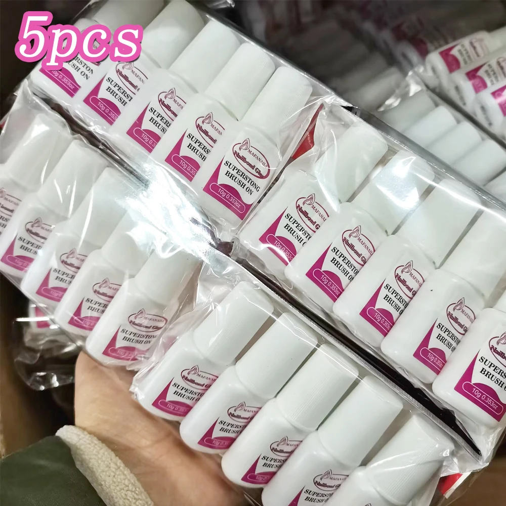 5 ชิ้น Super Strong กาวเล็บสําหรับกดบนเล็บยาวนานหักเล็บซ่อม Nailbond กาวแห้งเร็ว NailBond แปรงบนกาว