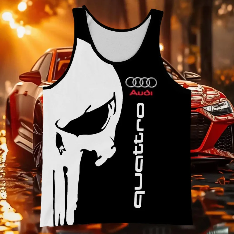 

Новый летний хит продаж Audi Quattro3D мужской жилет с принтом, дышащий повседневный модный крутой быстросохнущий спортивный жилет MOTO со скелетом